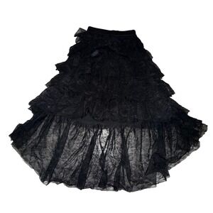 Miss Sixty Quintina Skirt XS Black Lace Tiered High Low Gothic Romantic Coquette